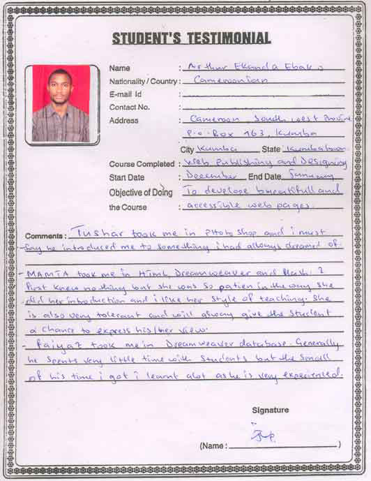 web publishing testimonial