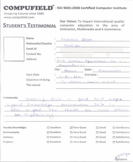 Compufield computer institute courses, in office automation student review