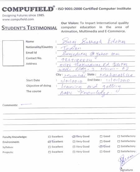 Compufield computer institute courses, in office automation student review